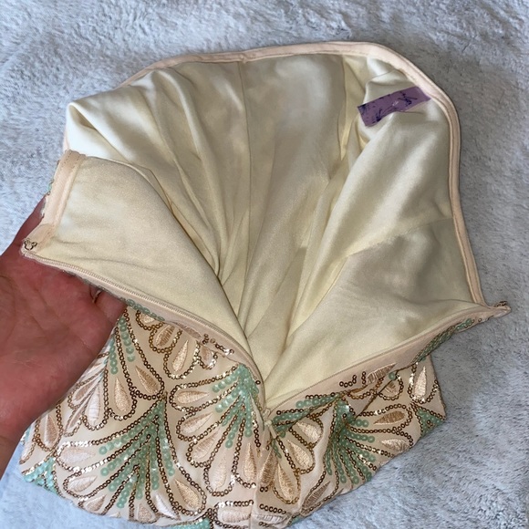 Teal and white sequin skirt - Picture 4 of 8